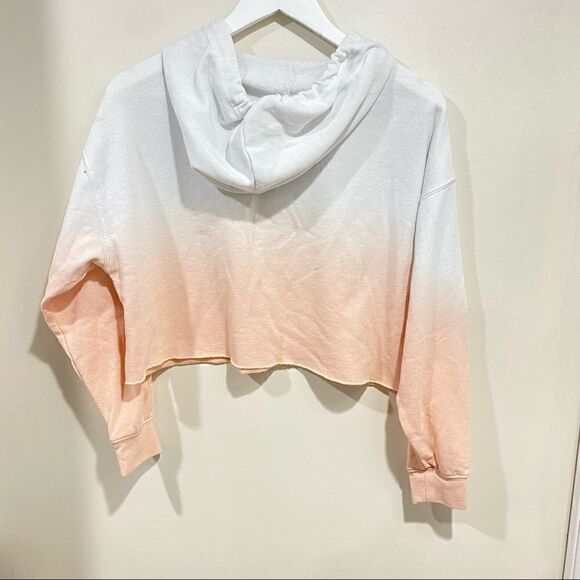 Forever 21 dip dyed hoodie Raw hem crop small long sleeve Distressed - Picture 3 of 7